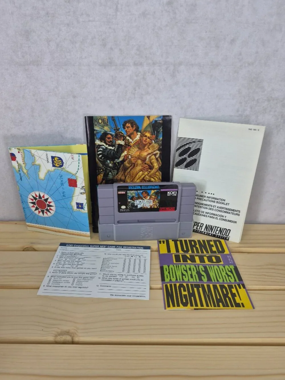 Uncharted Waters SNES Complete Set KOEI NTSC-U/C (1993) RPG Sailing Box Manual